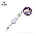 White Heat-Transfer Printed Lanyard with Retractrable Badge Holder